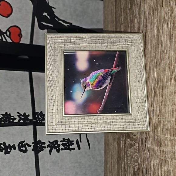 Framed 4x4 Hummingbird Fantasy Art Watercolor‎ Oil Painting Print - Picture 4 of 11